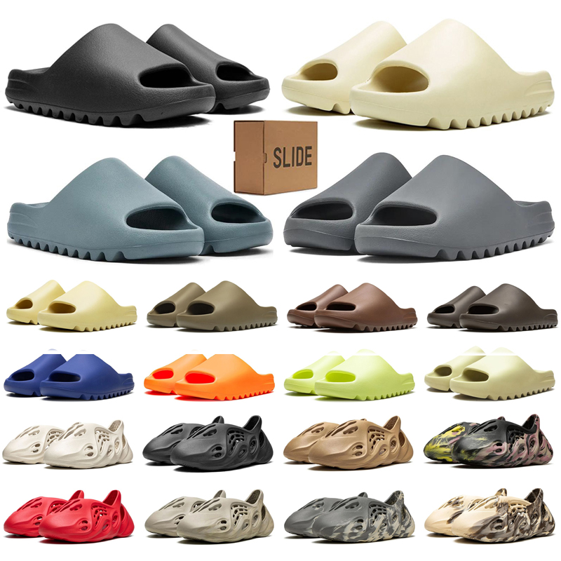 Free Shipping Designer Slides Men Women Slippers Onyx Bone Desert Sand Earth Brown Green Grey solid mens womens sandals summer flip flop with box