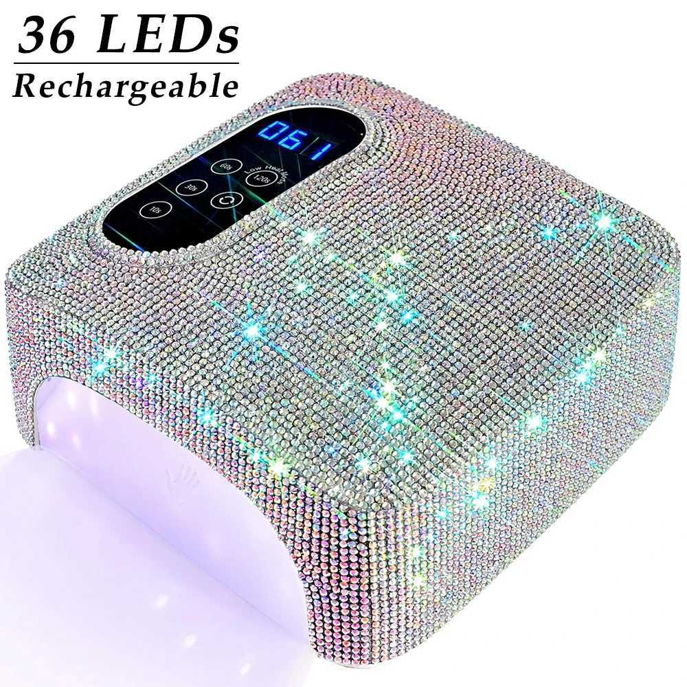 Rechargeable UV LED Nail Lamp 72W Cordless Nail Dryer with Crystals Professional UV Cabin for Gel Nails Dryer Manicure Salon UseCL240731