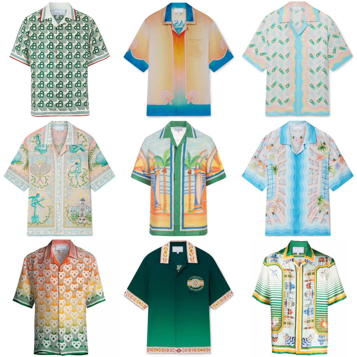 24ss fashion designer shirts silk short sleeved hawaiian wave printed beach shirt button up men tops-image-737329643
