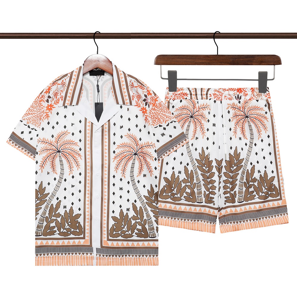 Fashion Men's Tracksuits Floral Shirts Hawaiian Suits Casual Buttons Beach Sports Suits Printed Tropical Resort Beachwear Short Sleeves Shor