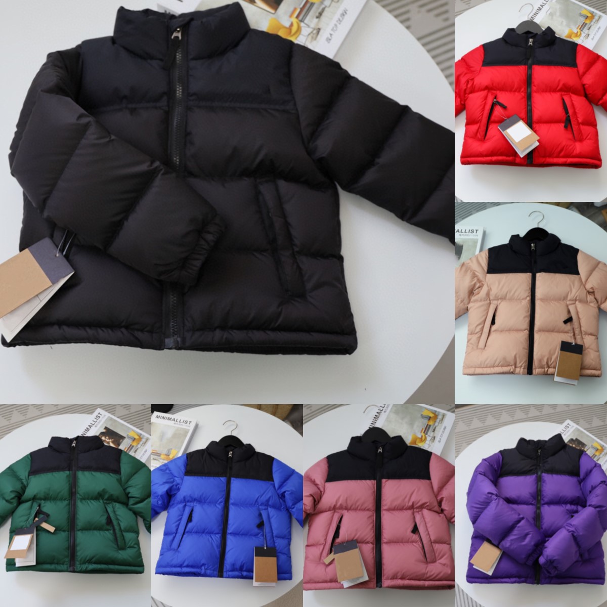 Kids Down Coats Toddler Clothes Designer Jackets 96s Boys Girls Winter Warm Clothing Hooded Outwears Letter Printed Puffer Parkas Retro Black Whi-image-838697945