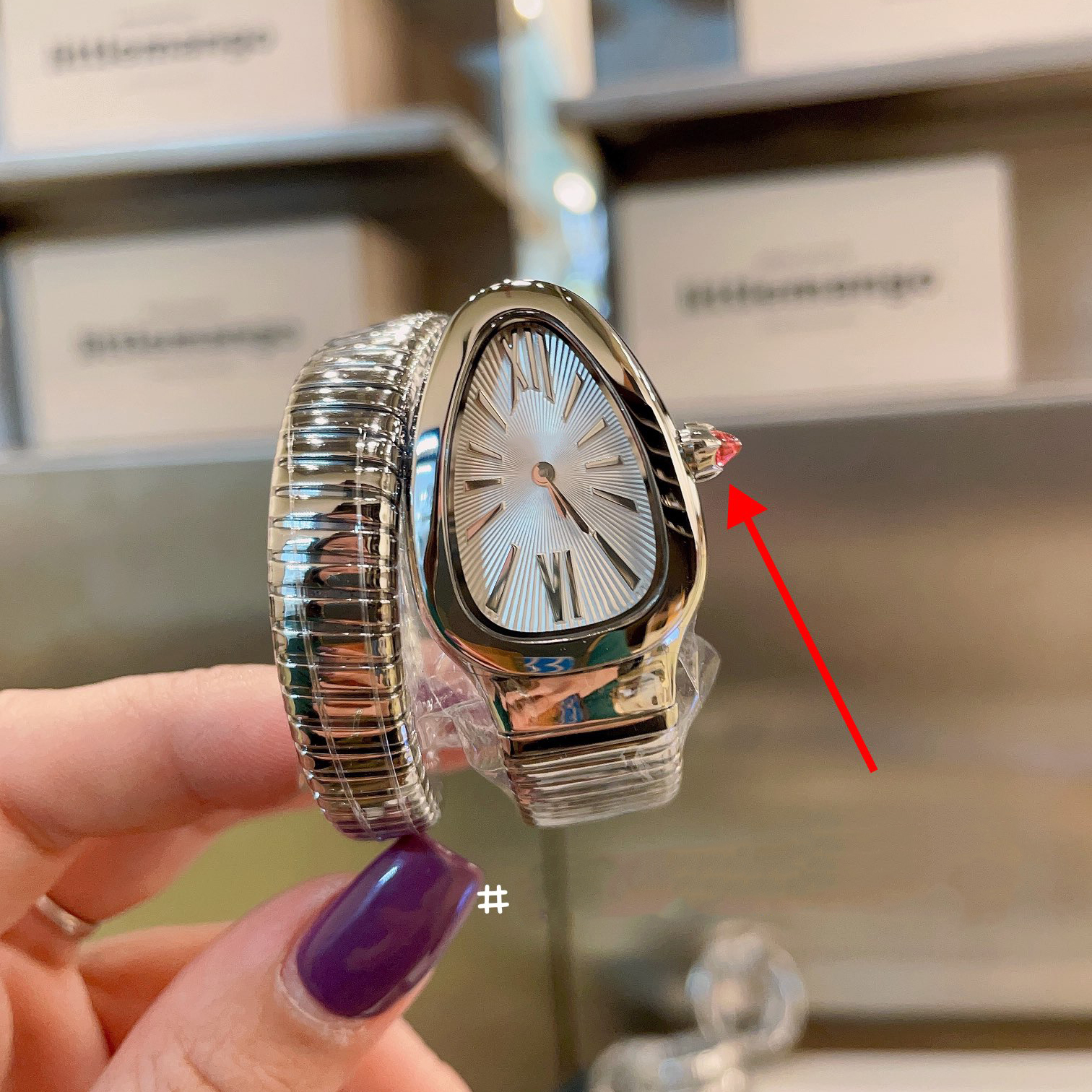 Silver snake watch for women top quality quartz movement titanium steel case strap handmade details consistent with counter products bracelet wat