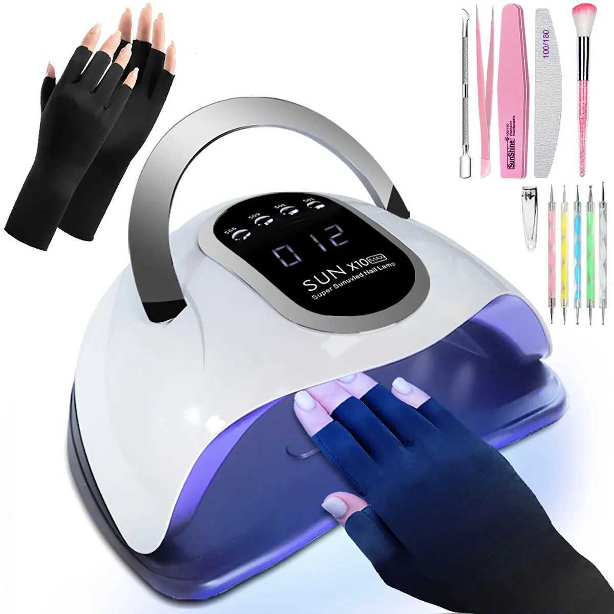 Kit de sèche-linge de lampe à ongles 280W 280W UV Tools de manucure Ensemble avec des fichiers à ongles Brosse tampon Clippers et gants pour Manu