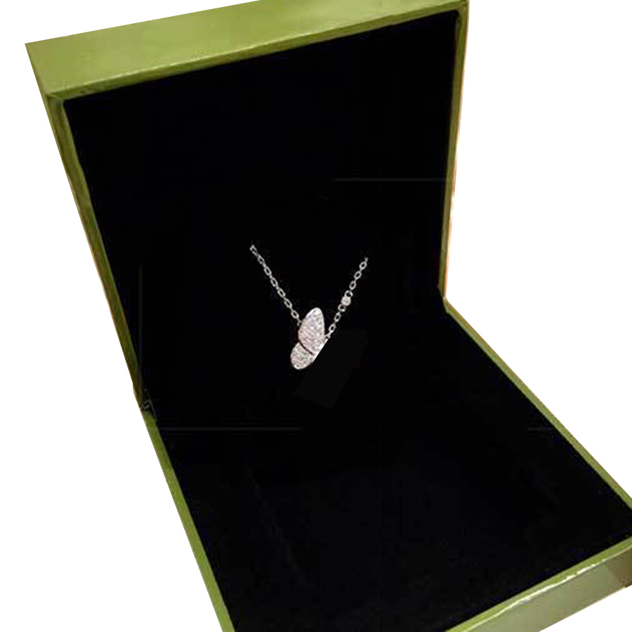 Luxury necklace Designer Jewelry Two butterfly Pendant Necklaces for women rose gold diamond Red Bule White Shell stainless steel platinum Weddin-image-787841801