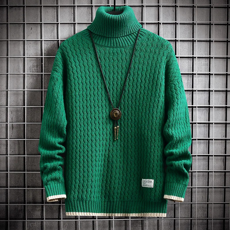 4XLM hiver hommes Pull à col roulé tendance fond épais couleur unie Pull décontracté Pull chaud 240802