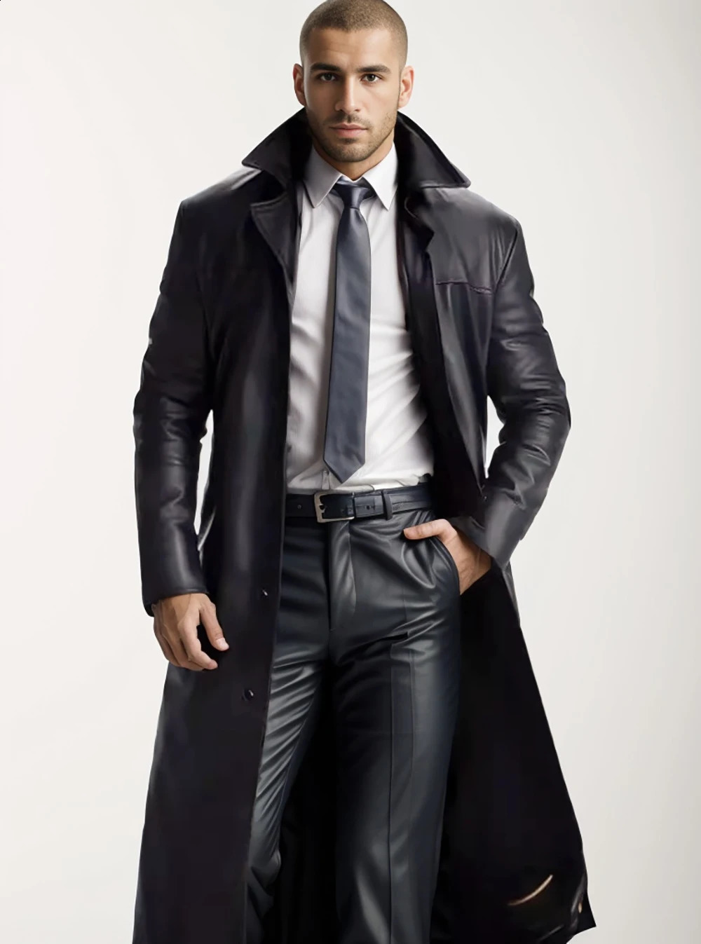 Autumn Mens Fashion Solid Color Leather Jacket Extended 240802