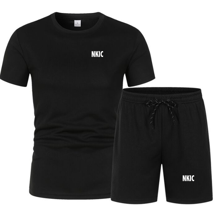 Summer Men's Brand Sets Fashion 2 Piece Set Tracksuits Men Casual Men Clothing Joggers Set 100% Cotton T Shirt Shorts Men Outfit Set-image-994514751