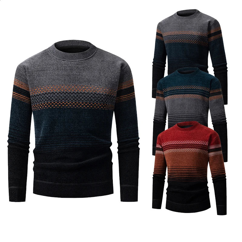 autumn and winter mens casual knitted turtle neck sweater with wool clre highquality square collar jacket 240802