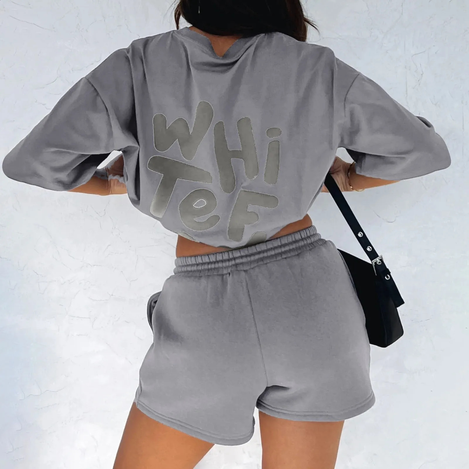 Y2K style womens letter printing 2-piece set T-shirt shorts 2024 summer fashion sportswear Europe and America240805