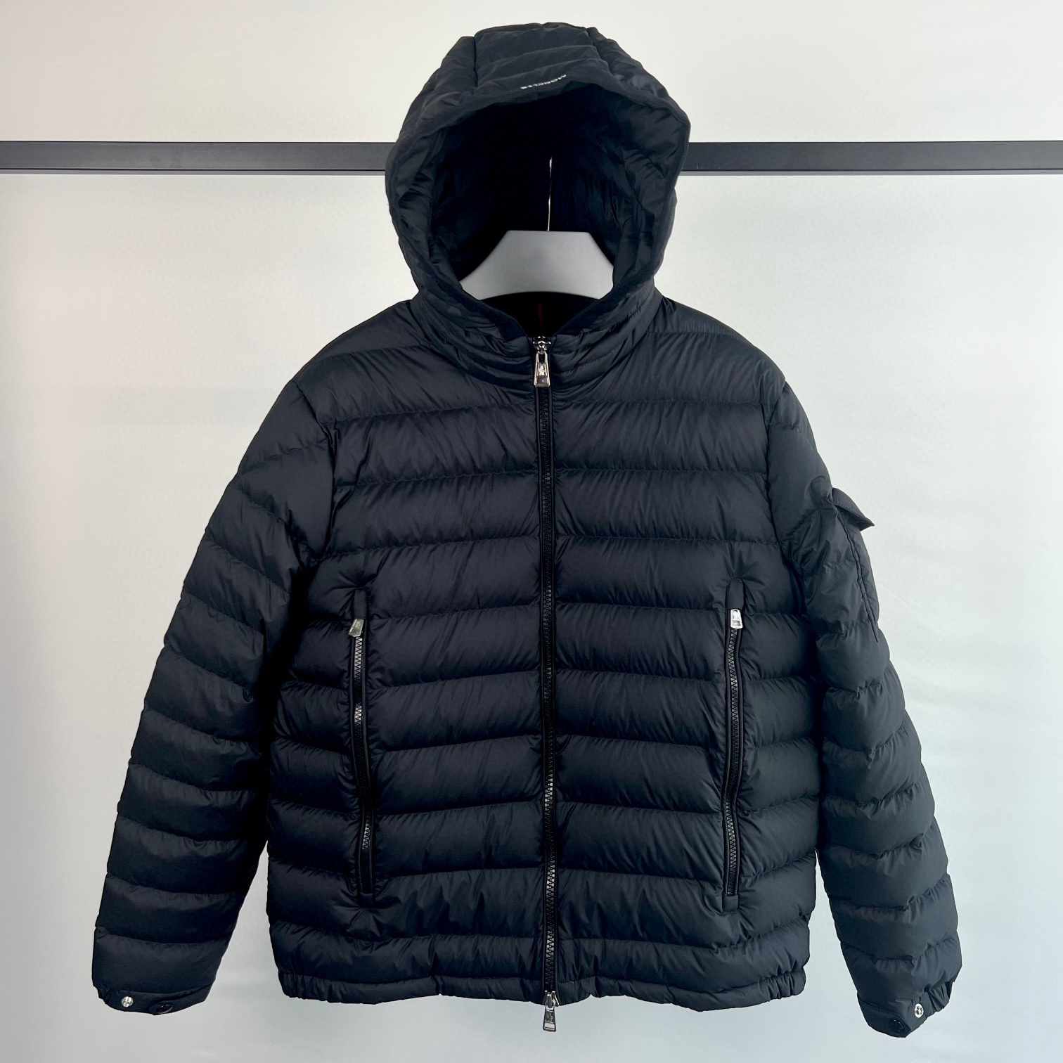 Designer Striped Quilted Shell Down Bomber Jacket For Men Winter Embroidered Badge Biker Bomber S260917NYJG