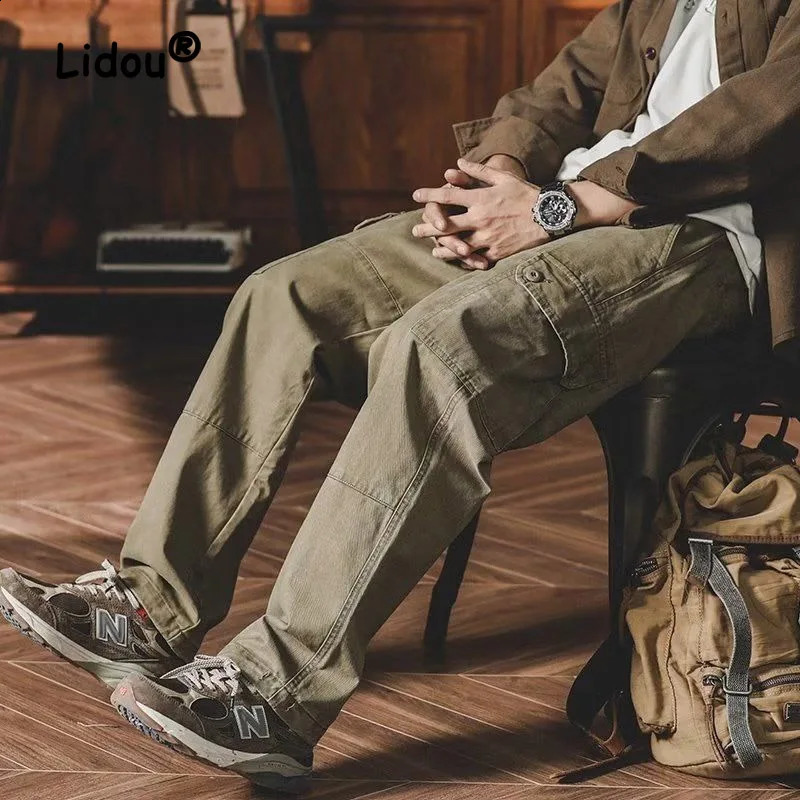 Pantalon de cargaison à la mode Retro Multi-Pocket à la mode à mode.