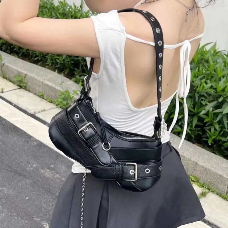Black 3 JIAERDI Vintage Underarm Bag Women ig Street Leater Casual Y2k andbag Female Moto Biker Soulder Bags 240805 4 M260805
