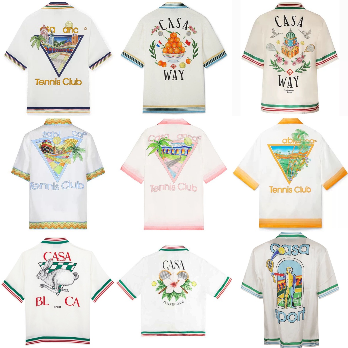 Club de tennis Shirts en soie Men designer Court Floral Sicilian Tee Couple de chemise à manches courtes hawaïennes Polo