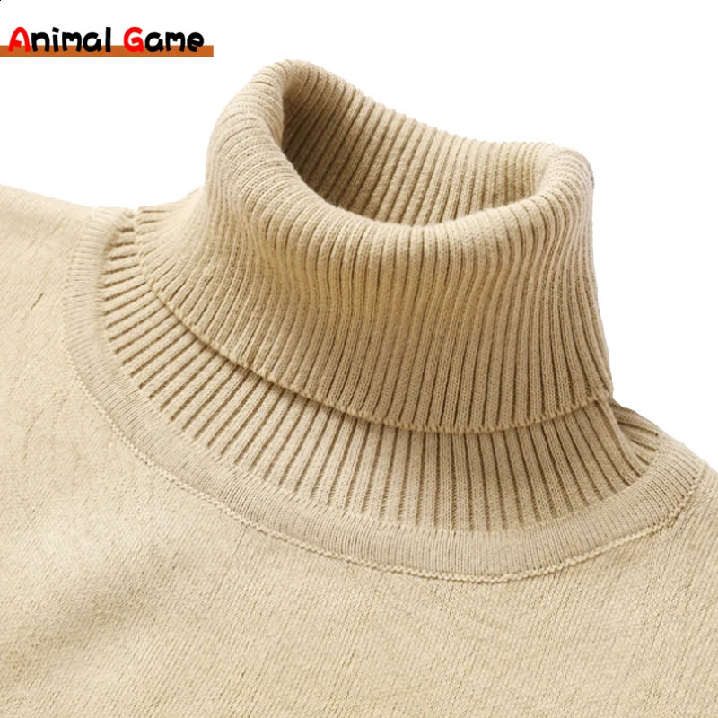 Winter Turtleneck Sweater Mens Casual Rollneck Knitted Warm Skydiving Wool Autumn 240802