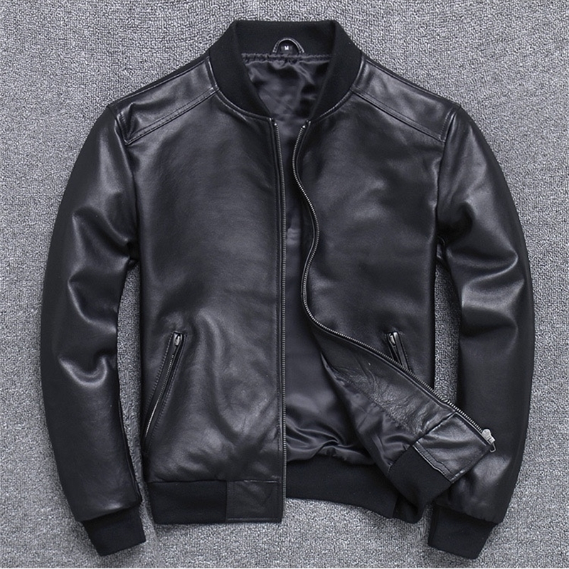 Classic mens leather coat fashionable sheepskin jacket plus size casual daily 240802Z
