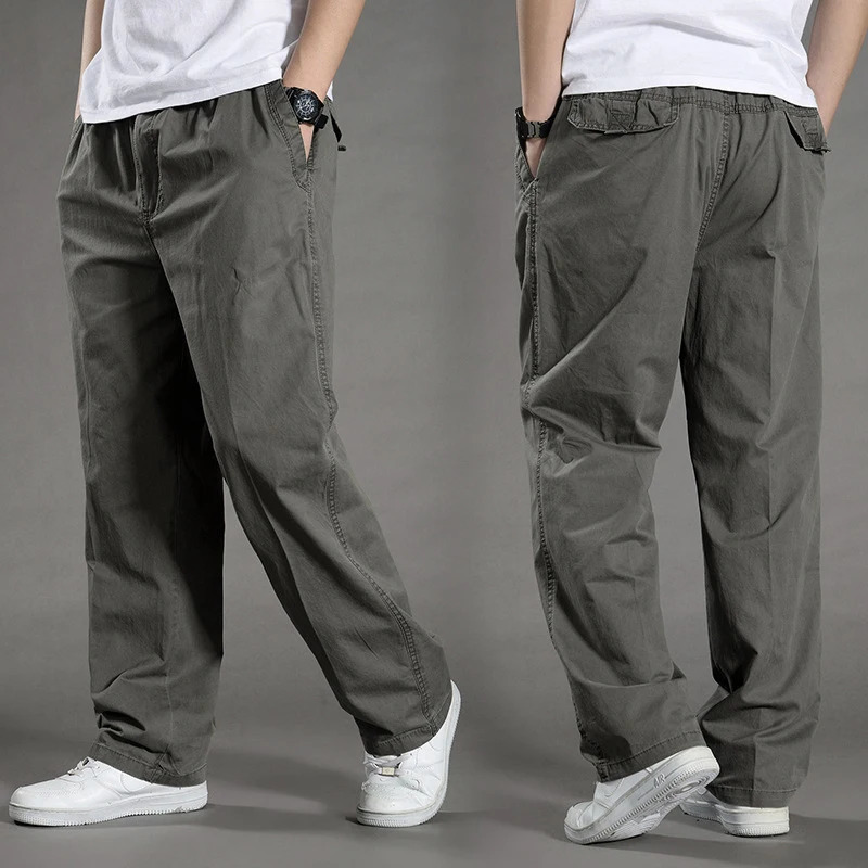 H Aic S Mens Freight Pants Summer Spring Cotton Work Clothes Large 6XL Casual Jogger Sports Autumn Trousers 240806