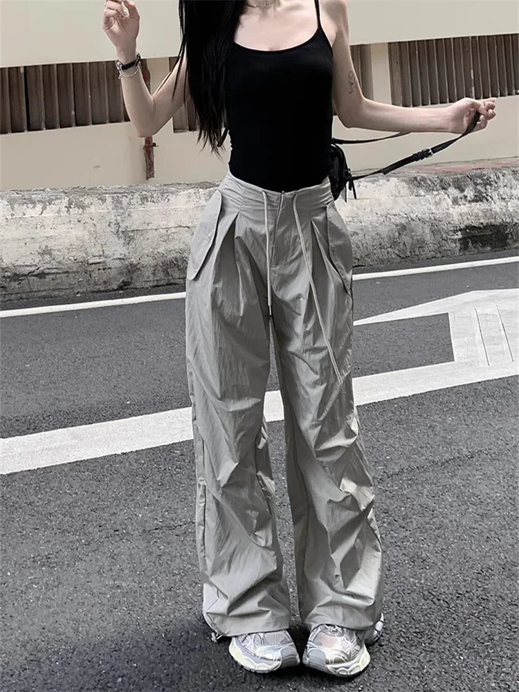 Y2K Pantalon de cargaison vintage Femmes High Taille Driping Track Pantalon Overason Dry Harajuku rétro Pantalon de survêtement coréen Fashion 24