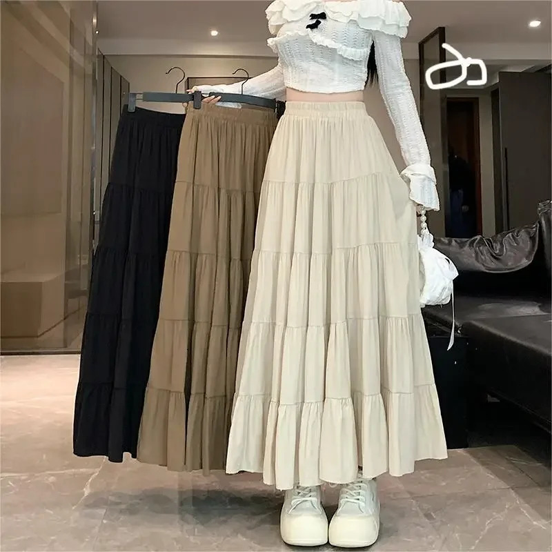 Jupe tweed minceur à taille haute de style coréen robe longue d'été élégante polyvalente pour les femmes 240806