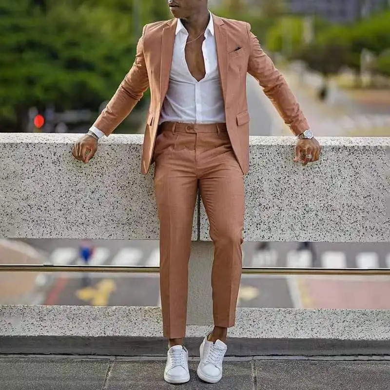 2024 Mens Casual Set Spring/Summer British Style Solid Color Mens Fashion Daily Mens Trendy Clothing British Style240806