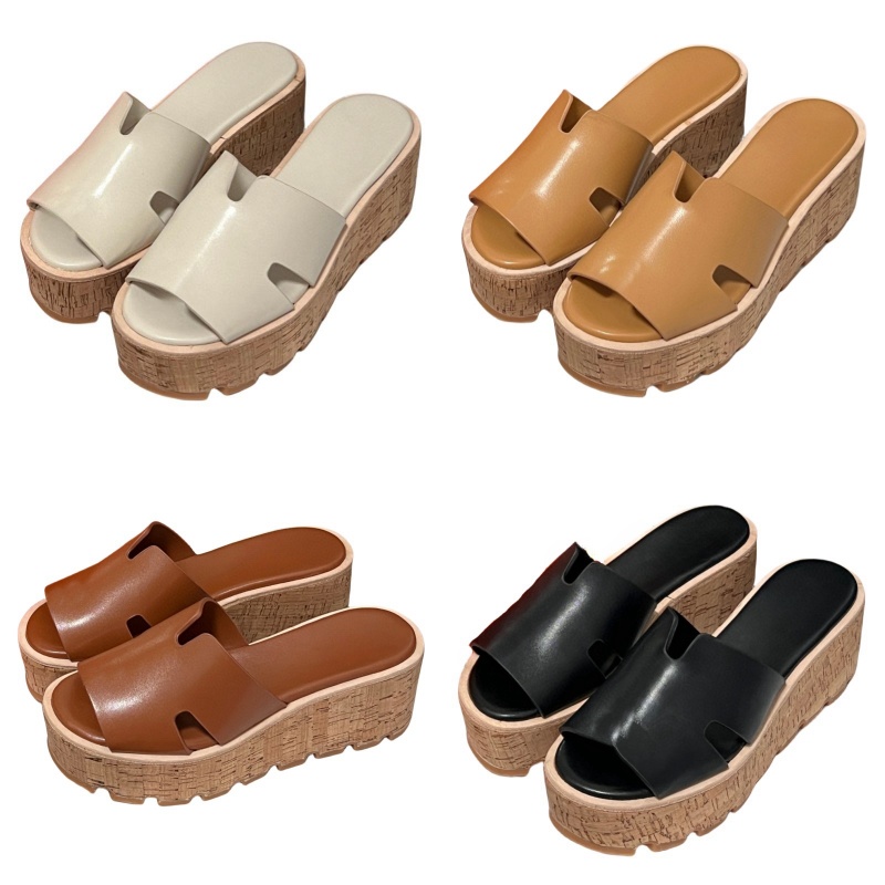 Sandales de luxe pour femmes Chaussures de créateurs classiques Solide pantoufles de plate-forme Chaussures plate-forme imperméable en cuir confo