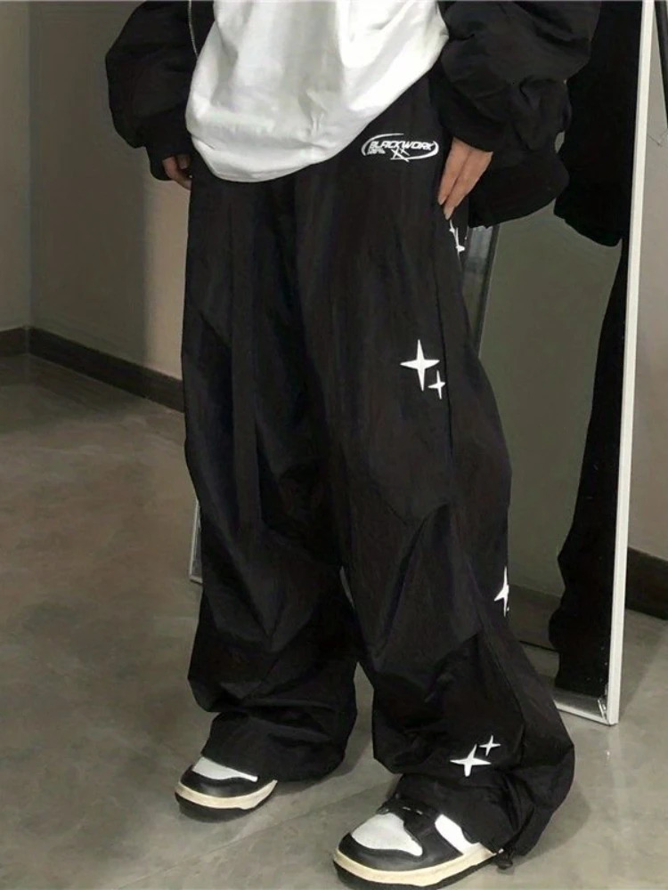 Houzhou harajuku pantalon parachute femmes surdimensionnées cyber y2k hip hop largeur de cargaison