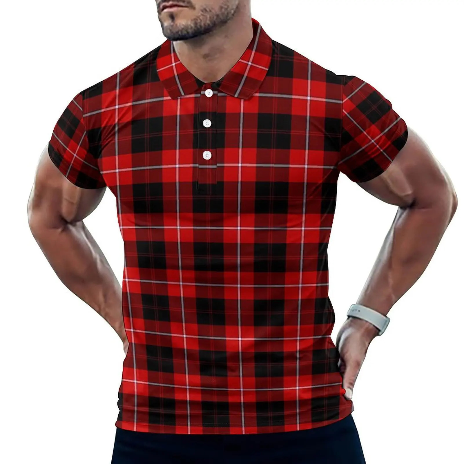Classic plain polo shirt red black casual beach fun Tshirt mens short sleeved lapel oversized graphic top 240806
