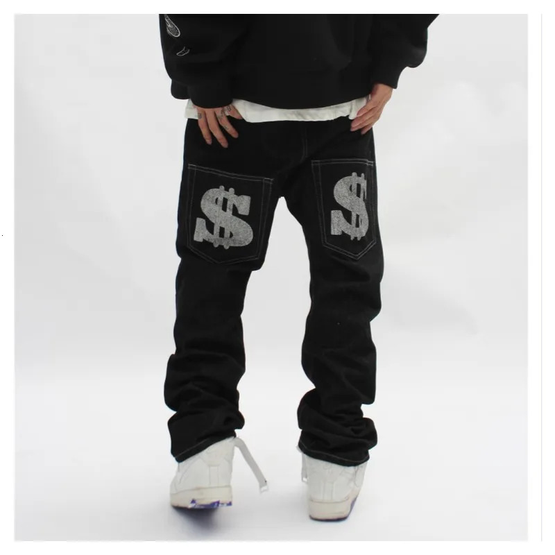 Jeans With Print Straight Baggy Punk Mens Fashion Harajuku Pants Printed Oversize Streetwear Y2k Black Trendyol Hip Hop Man 240806 Q260225 37$