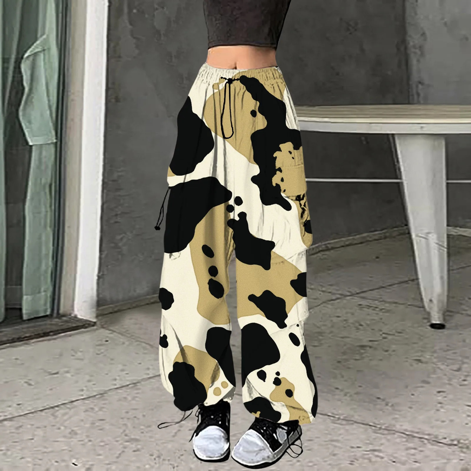 Y2k harajuku pantalon de cargaison surdimensionné femmes pantalons imprimés de mode coréens streetwear hip hop joggers de jambes larges pantalons