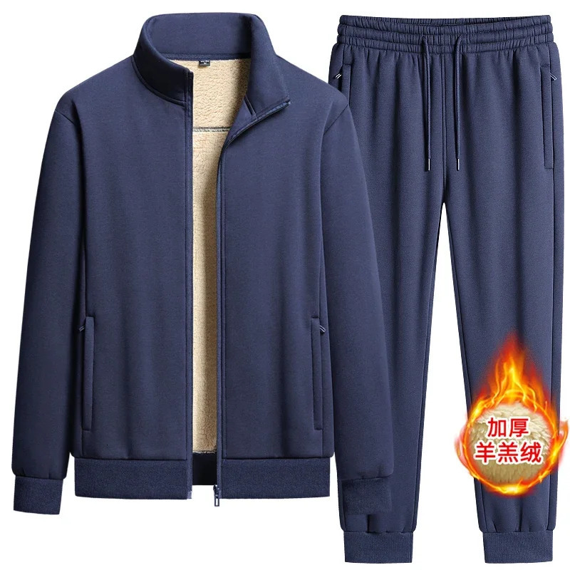 Running Winter Set Sportswear Keep Warm Sportswear Set Mens PlusVelvet Set Mens Winter Warm Thick Track Set Mens 2024 Sportswear240806
