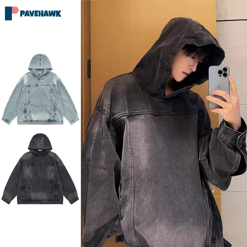 American Harajuku Hip Hop Mens Jeans Hoodie Y2k Casual Mens Oversized Retro Sportswear240806