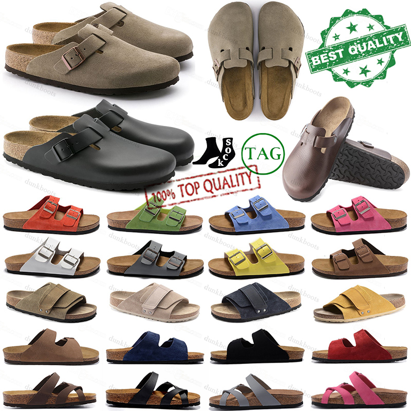 Boston clogs Designer slippers Sandals Taupe Head Pull Cork mens womens Arizona Mayari Loafers bostons suede leather fur Plate-forme slipper slide