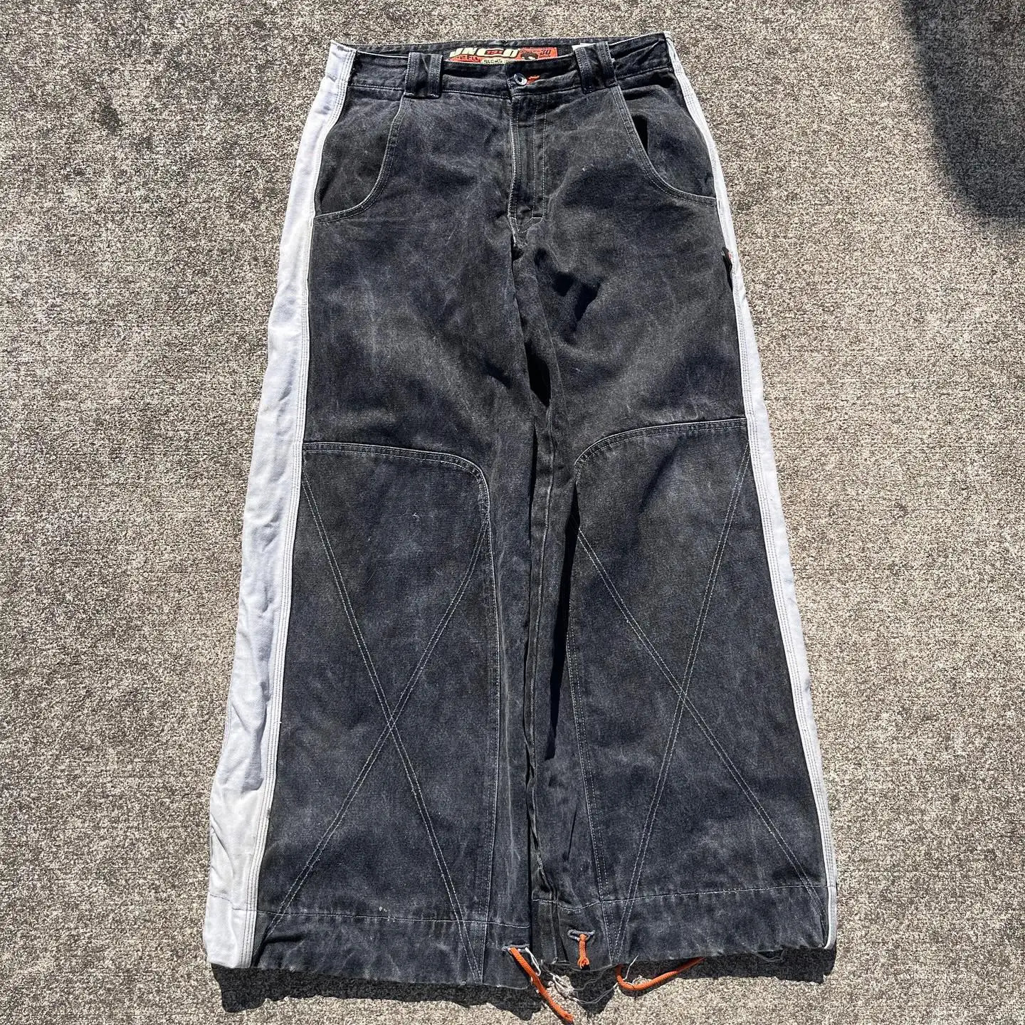 Hip Hop Punk Jnco Y2k Bagged Jeans Patch Work Retro Ultra Wide Leg Denim Pants Gothic Trouser Street Clothing 240806