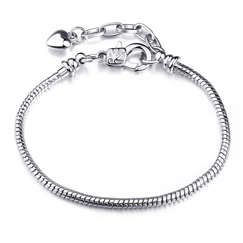 S925 Sterling Silver Plated Copper Snake Chain Bracelet for Charm Beads Bracelets Bangle DIY Jewelry Parts Accessory Wholesale Factory Price
