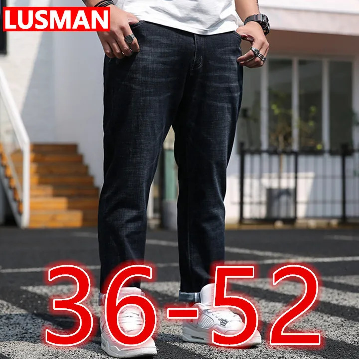 Pantalon de jeans noir pour hommes plus taille 36-50 Pantalones Vaqueros Hombre Baggy Jeans Pantalon denim en vrac Hombre 240806