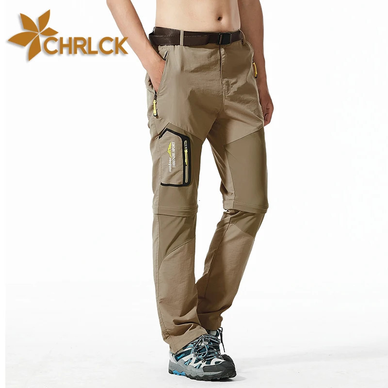 CHRLCK Mens Waterproof Hiking Pants Spring Summer Quick Drying Short Trousers Men Detachable Breathable Fishing Camping Pants 240806