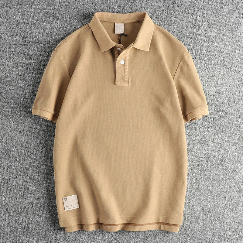 Heavy duty washed 100 pure cotton Pique mens polo shirt 2024 summer Tshirt 3XL European retro casual top 240806