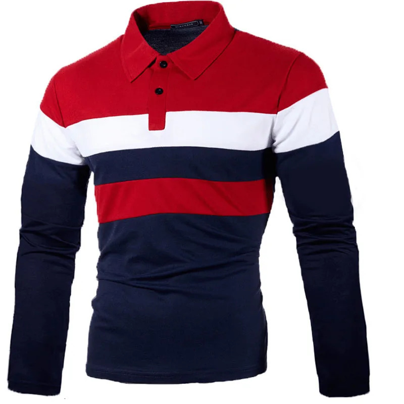 T-shirt Polo de printemps pour hommes à manches longues Fashion Sportswear Casual Wide Striped Homme Abel Male Tops Vêtements My906 240806