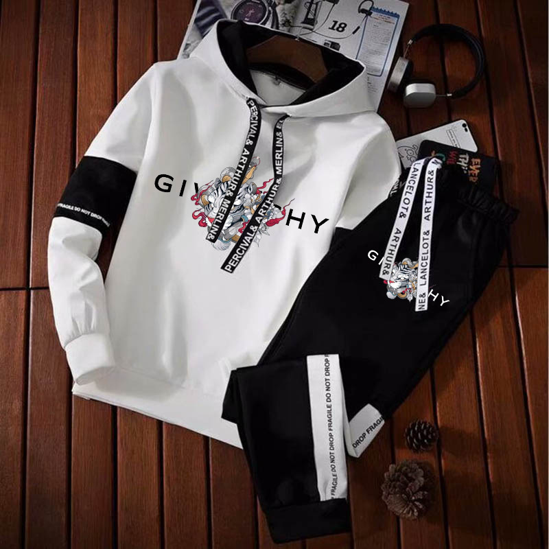 Men's Tracksuits Men's Tracksuit Casual Long Sleeve Oversize Hoodie Letter Print Sweater Tops And Sweatpant Streetwear OutfitMen's