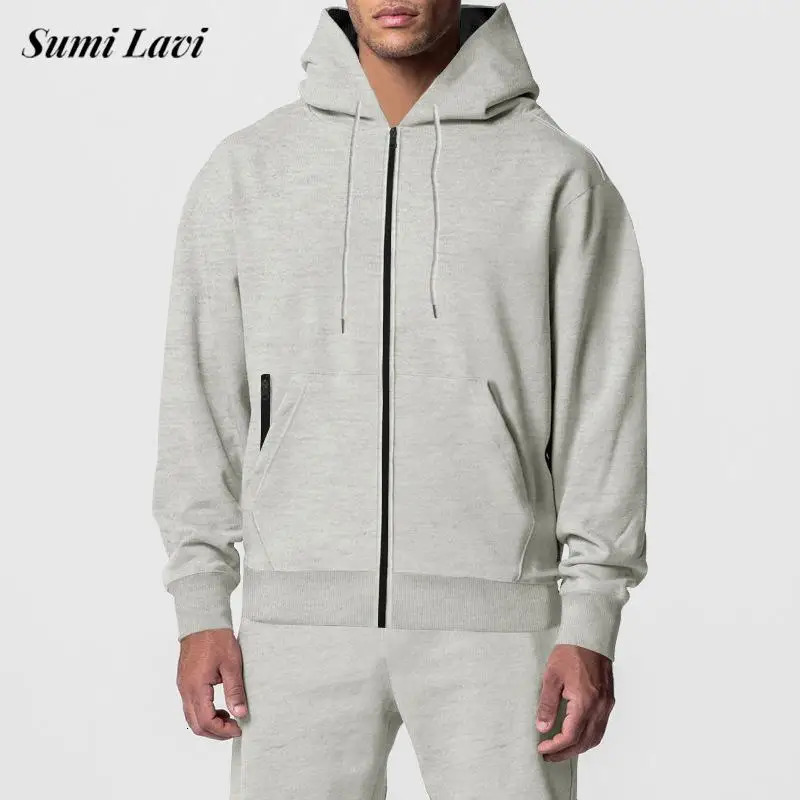 Fashion hooded sweatshirt wool sportswear mens outdoor casual hooded sweatshirt and pants two-piece set mens autumn and winter set240806