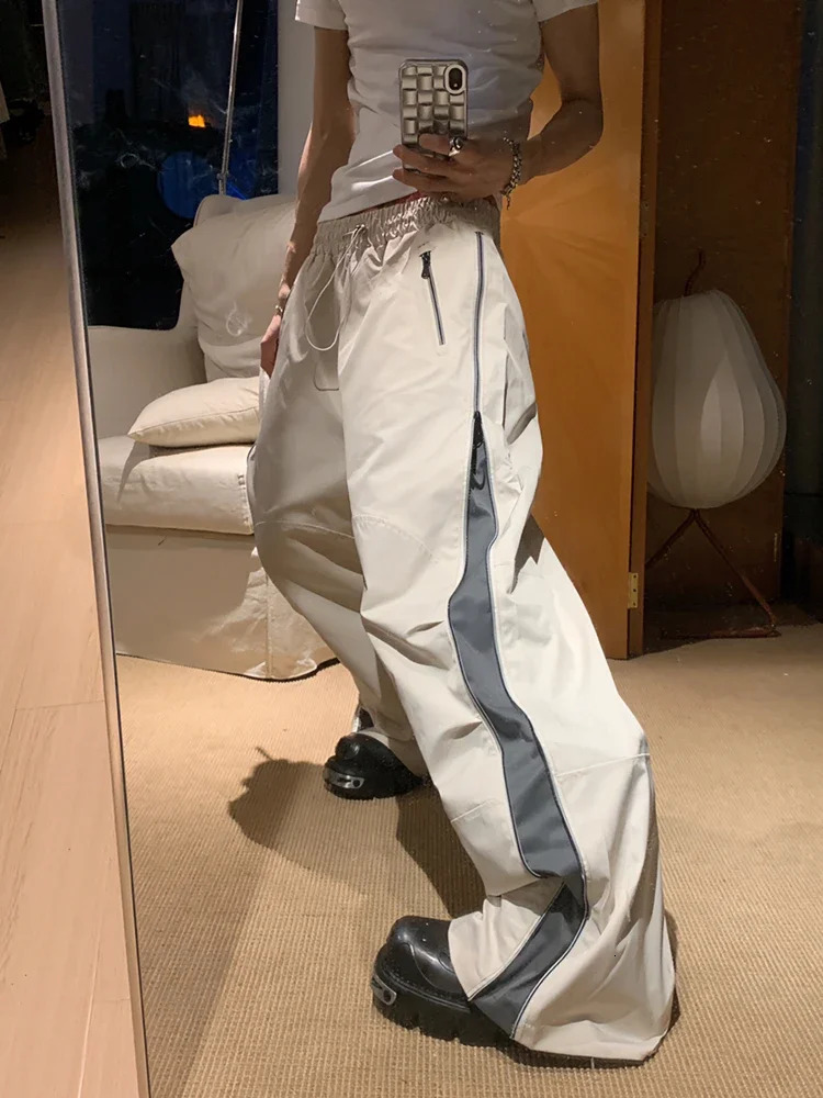 Paptes de survêtement baggy Summer Femmes coréen harajuku cargo Parachute Track Pantalon de sport Y2k Lady Wide Jamgers Joggers Pantmand 240806