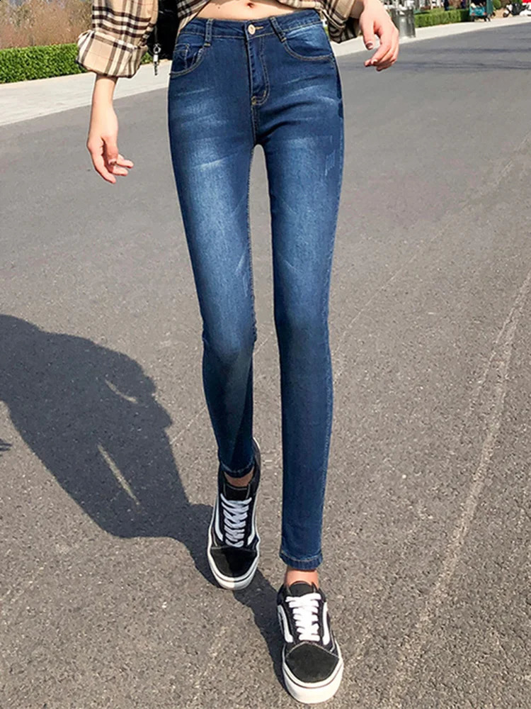 Women Spring Stretchy Skinny Pencil Pants Lady High Waist Vintage Jeans s Leggings Straight Leg Fashion Casual Daily Pants 240806
