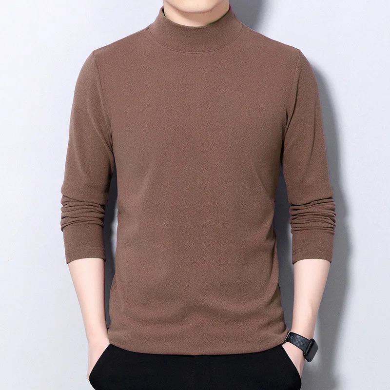 2023 Springsummer Mens Color Couleur florale demi-col haut à manches longues Pull inférieur épais décontracté tricoté 240807