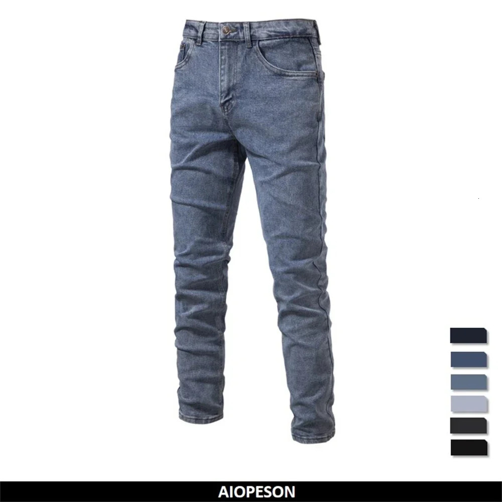 AIOPESON autumn denim jeans mens slim straight jeans mens high-quality cotton business casual clothing mens denim pants240806