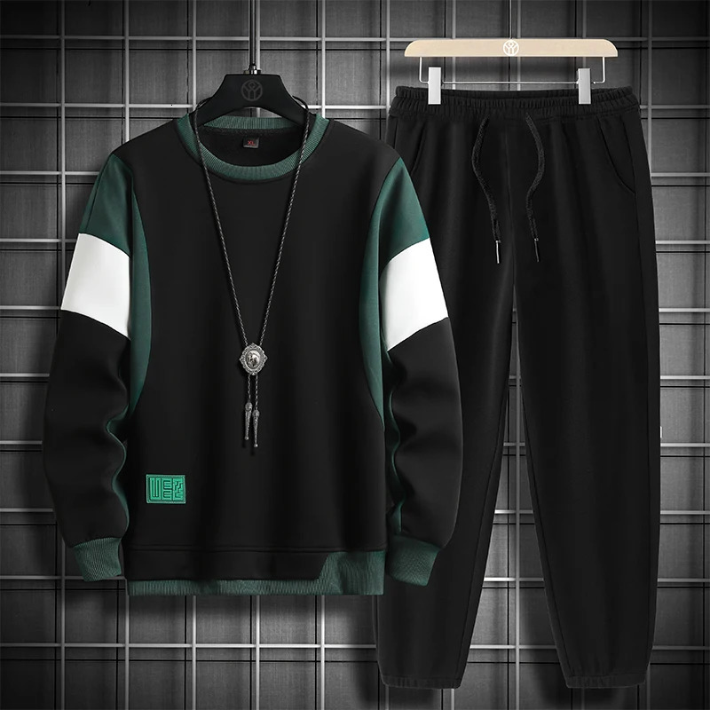 2024 Spring/Autumn Black Running Tracking Clothing Mens SweaterJogger Sports Pants Oversized 4XL240806