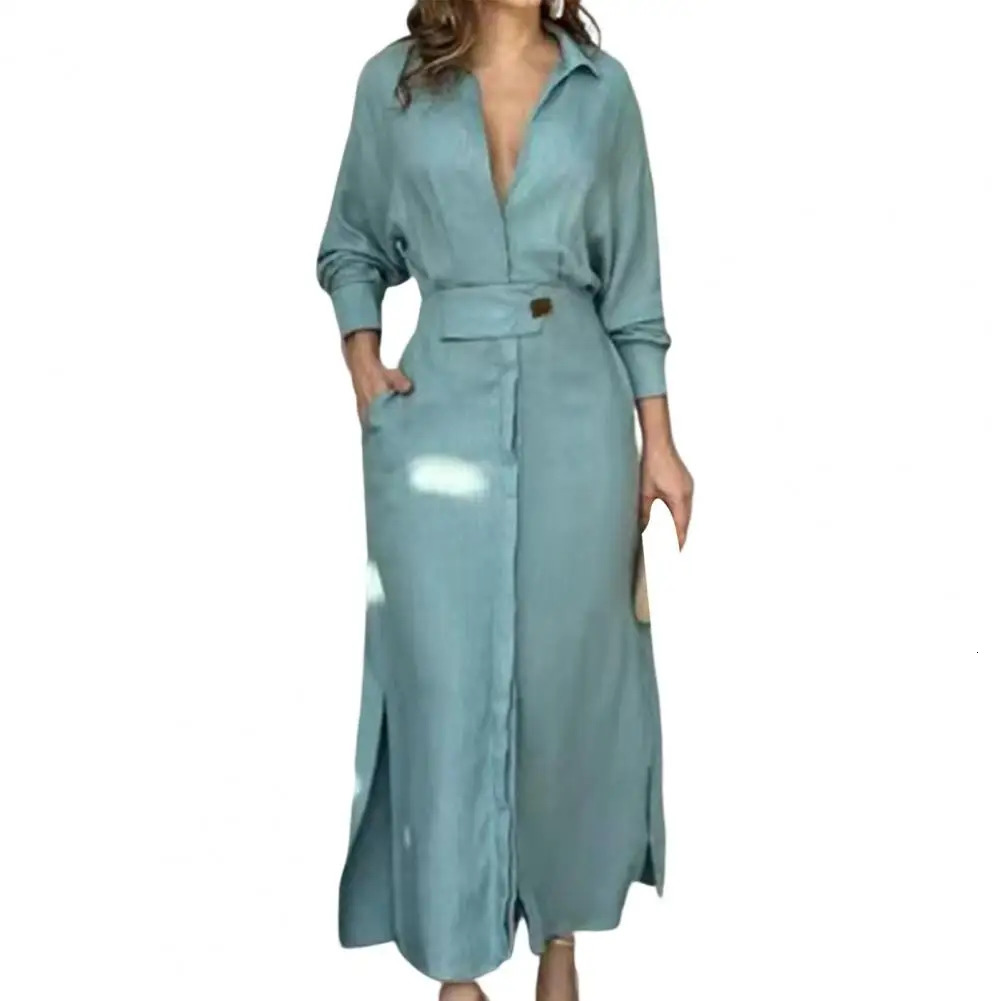 Femmes Habille Automne Fashion Elegant Long Manches Loissive Temps Couleur Vol Cou Nou Sexy Sexy Ladies Shirts Robes 240807