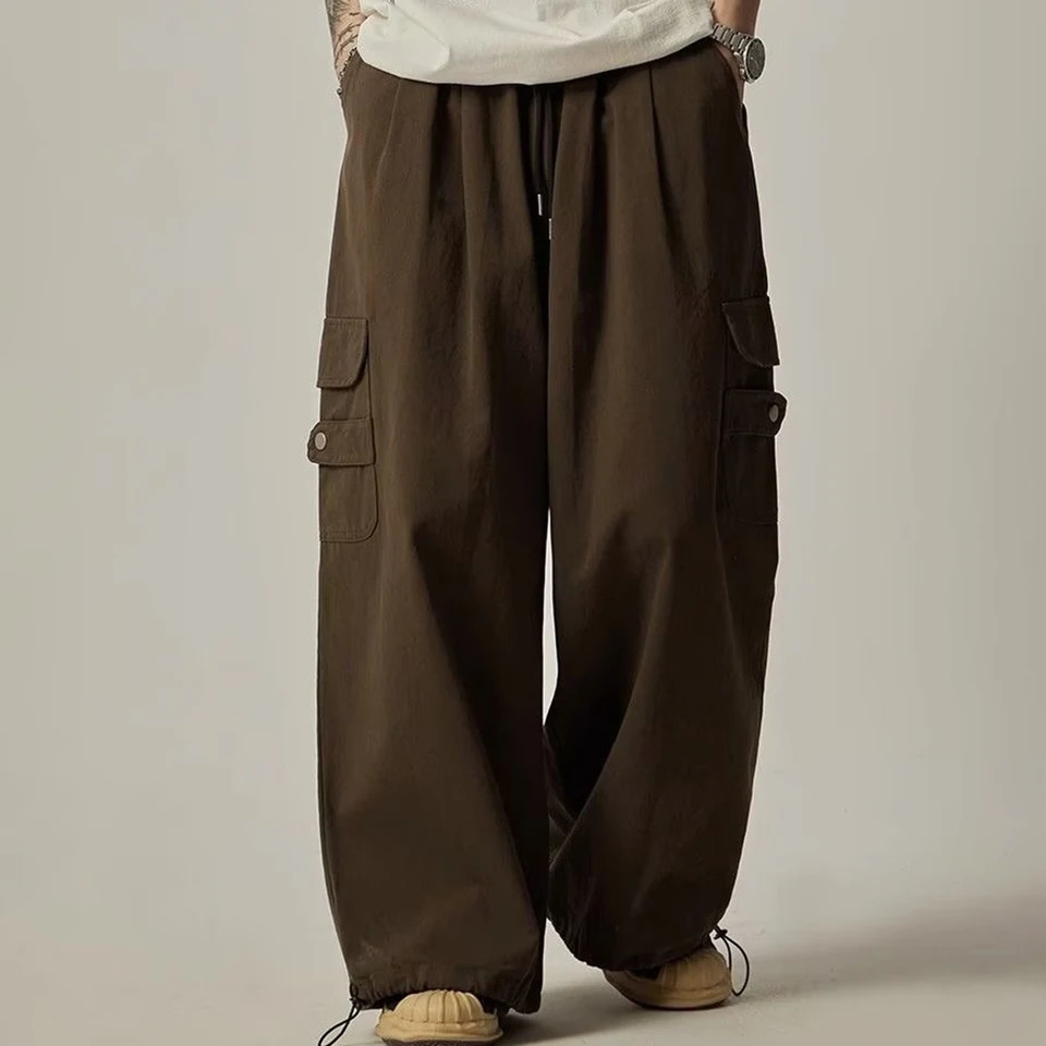 Mens d'été mince pantalon de cargaison baggy japonais surdimension