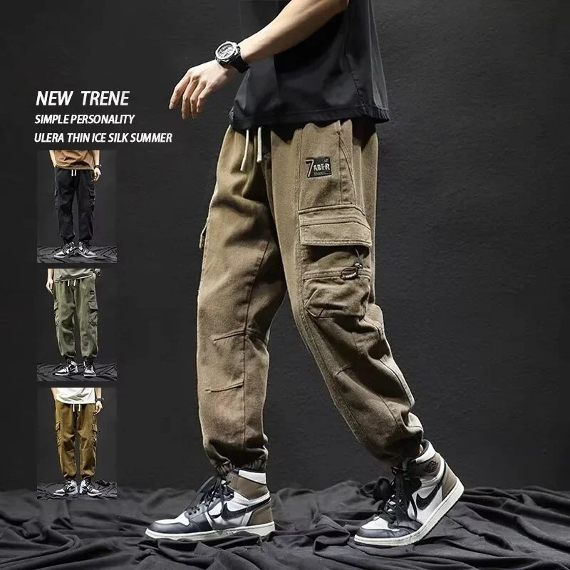 Mens Military Tactical Joggers Sweatpants Appliques American Style Cargo Pants Y2K Vintage Baggy Multi-pocket Trousers 240807