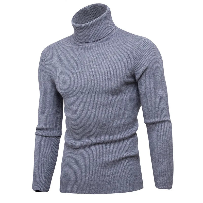 Casual Mens Turtle Neck Sweater AutumnWinter Solid Color Knitted Ultra Thin Fit Pulled Long Sleeve Warm 240807
