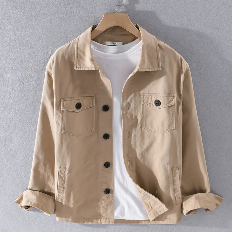 Outil de coton 100% pur veste japonaise veste homme à manches longues kaki à manches longues coton décontracté mits épaisses confortables camping