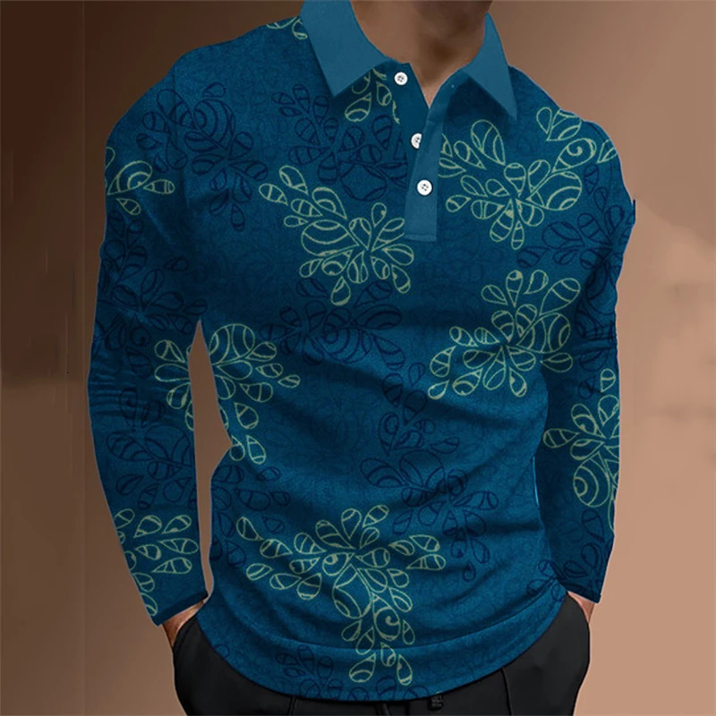 Fashion mens polo shirt 3D fine stripe Tshirt summer long sleeved color pattern casual clothing 240807